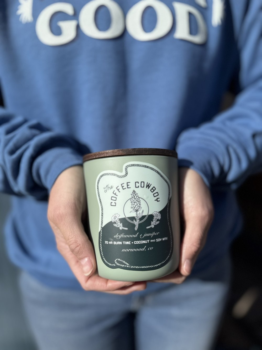 Coffee Cowboy x Mesa Rose Farms Candle: Driftwood & Juniper