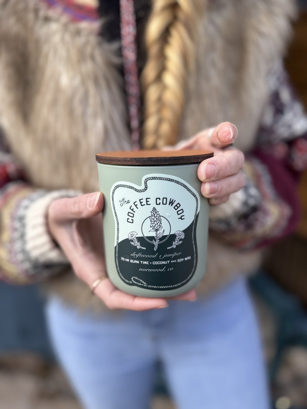 Coffee Cowboy x Mesa Rose Farms Candle: Driftwood & Juniper
