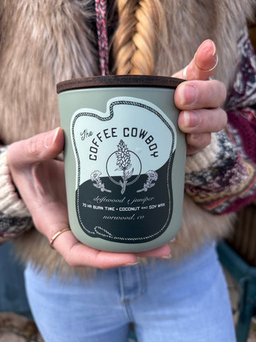 Coffee Cowboy x Mesa Rose Farms Candle: Driftwood & Juniper